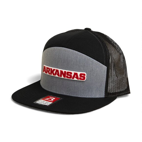 Arkansas Razorbacks ARKANSAS Red 3D Snapback Seven-Panel Trucker Hat- Heather GR - Picture 2 of 3
